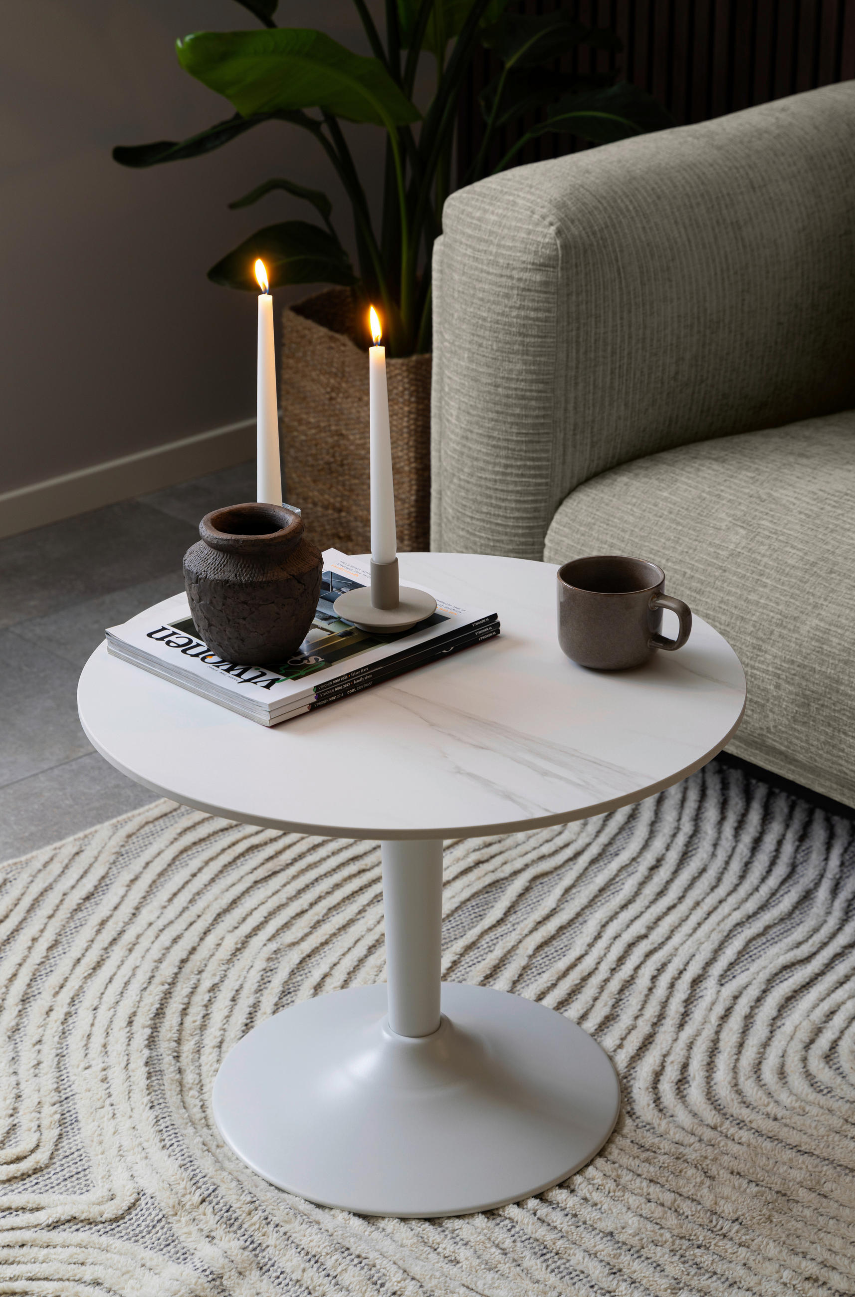 BEISTELLTISCH in Keramik - Weiss, Design, Keramik/Metall (60/45cm) - Livetastic