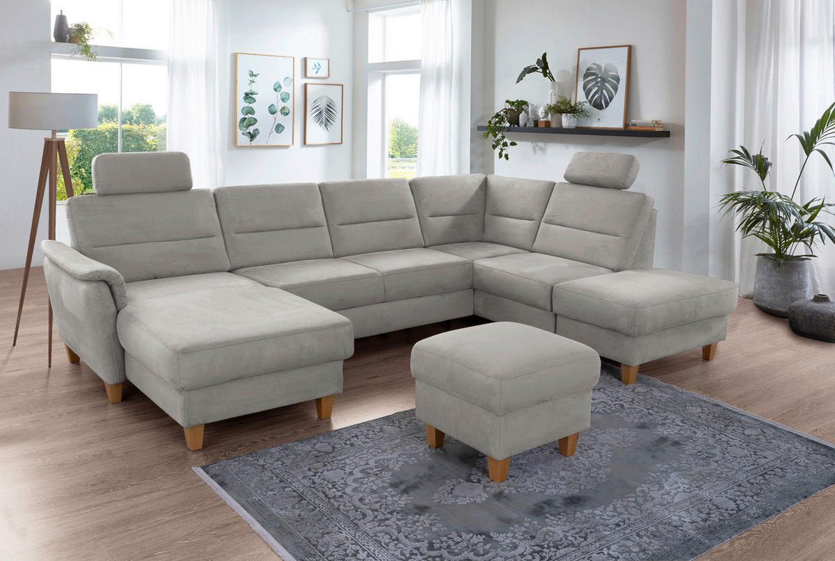 WOHNLANDSCHAFT in Mikrofaser Anthrazit  - Eichefarben/Anthrazit, Konventionell, Holz/Textil (163/308/212cm) - Sit & More