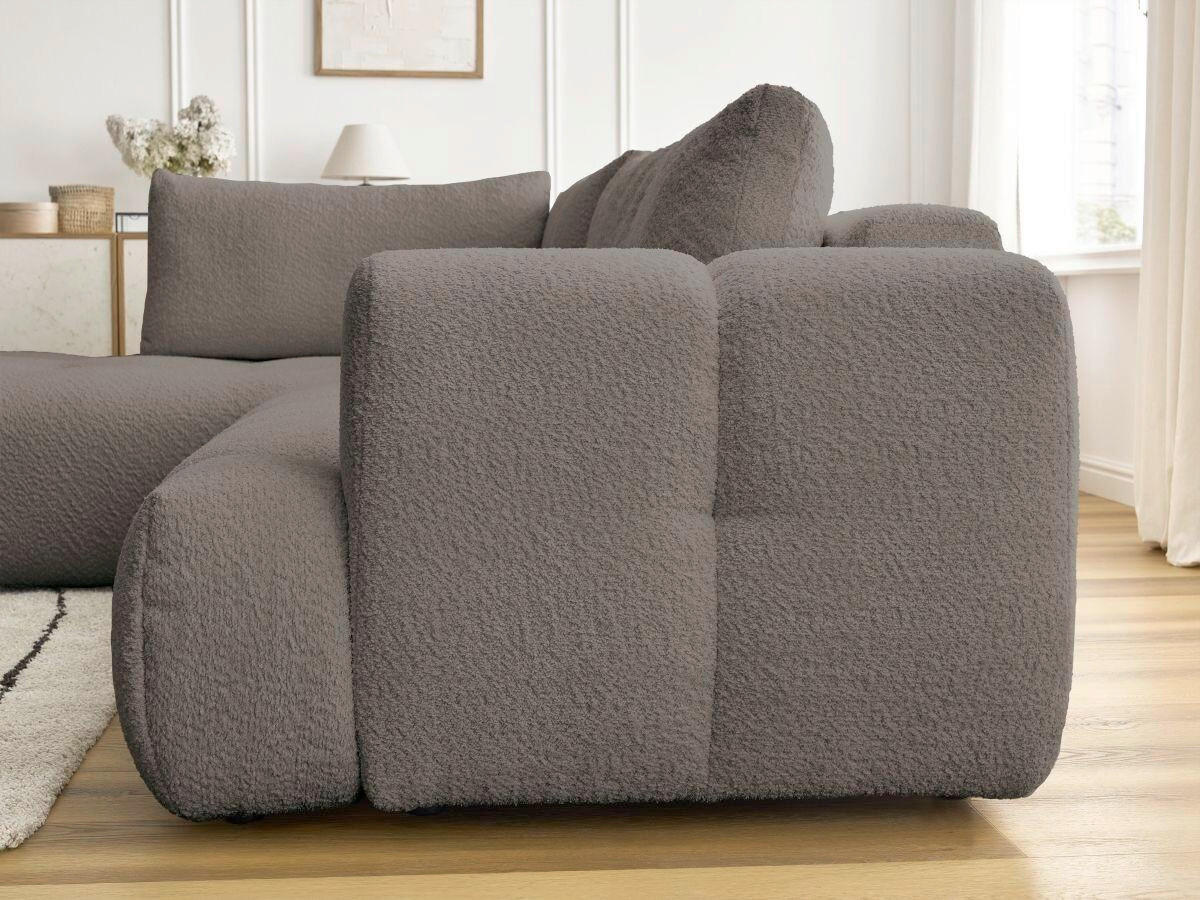 ECKSCHLAFSOFA EVEREST Bouclé Taupe  inkl. Rückenkissen, Schlaffunktion  - Taupe/Schwarz, MODERN, Kunststoff/Textil (204/282cm)