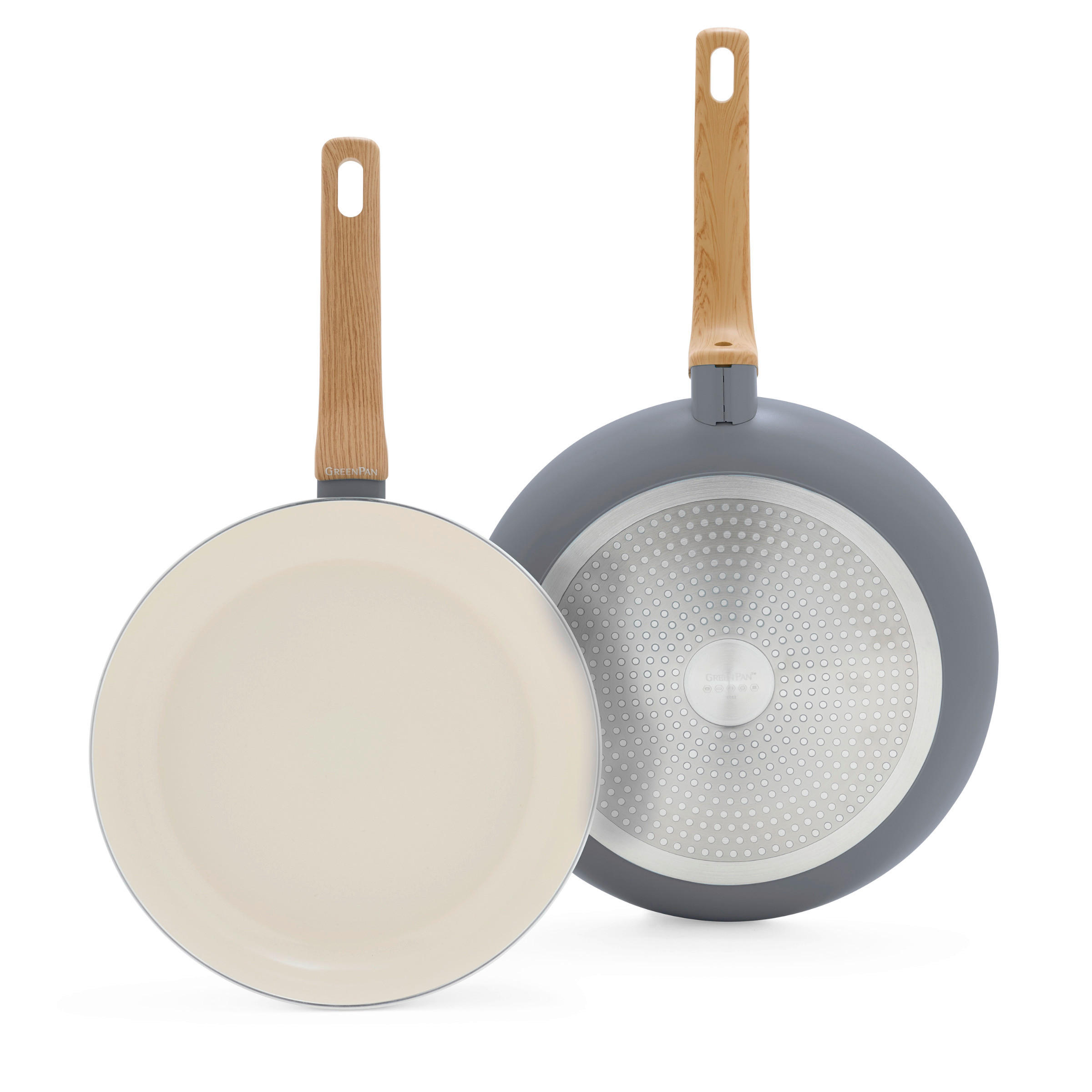 PFANNENSET Essence Aluminium 2-teilig  - Dunkelgrau/Tannenholzfarben, Basics, Kunststoff/Metall (26 + 30cm) - GreenPan