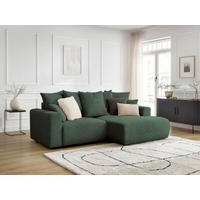 ECKSOFA Ottomane rechts  ATILLA Dunkelgrün Cord  - Dunkelgrün/Schwarz, MODERN, Kunststoff/Textil (244/149cm)