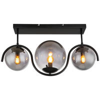 DECKENLEUCHTE    60/20/33 cm  - Schwarz, Basics, Glas/Metall (60/20/33cm) - Globo