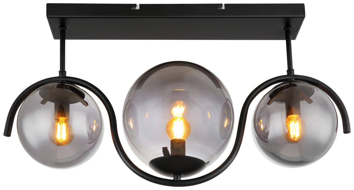 DECKENLEUCHTE    60/20/33 cm  - Schwarz, Basics, Glas/Metall (60/20/33cm) - Globo