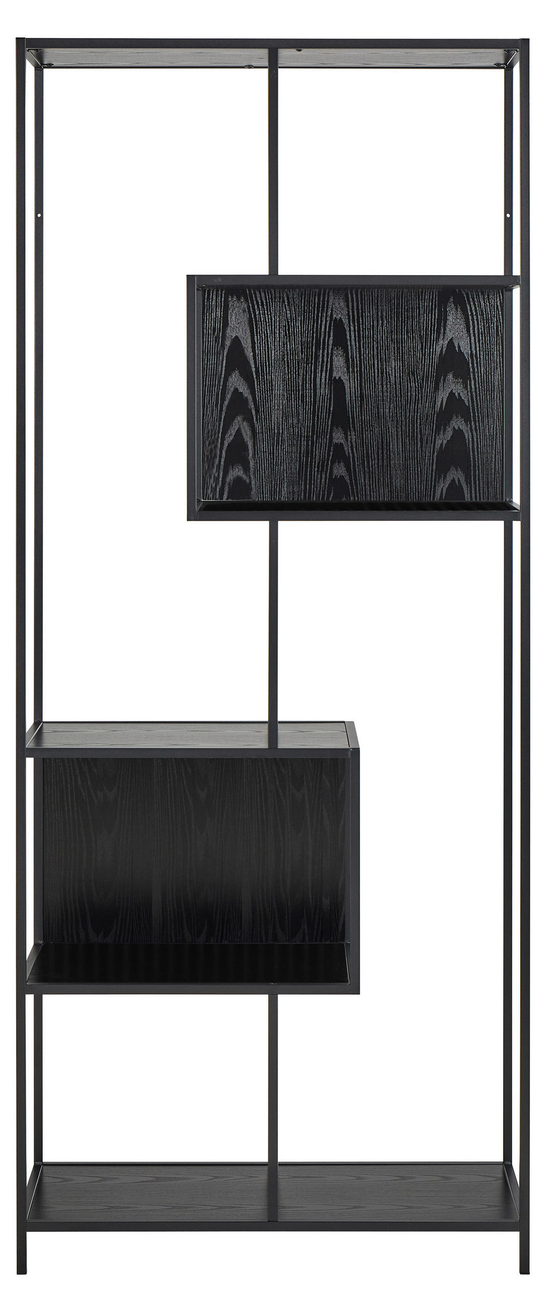 REGAL Schwarz, Eschefarben  - Eschefarben/Schwarz, MODERN, Holzwerkstoff/Metall (77/185/35cm)