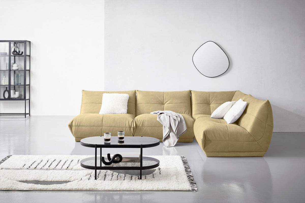 ECKSOFA in Lederlook Beige  - Beige, Trend, Textil (315/210cm) - Livetastic