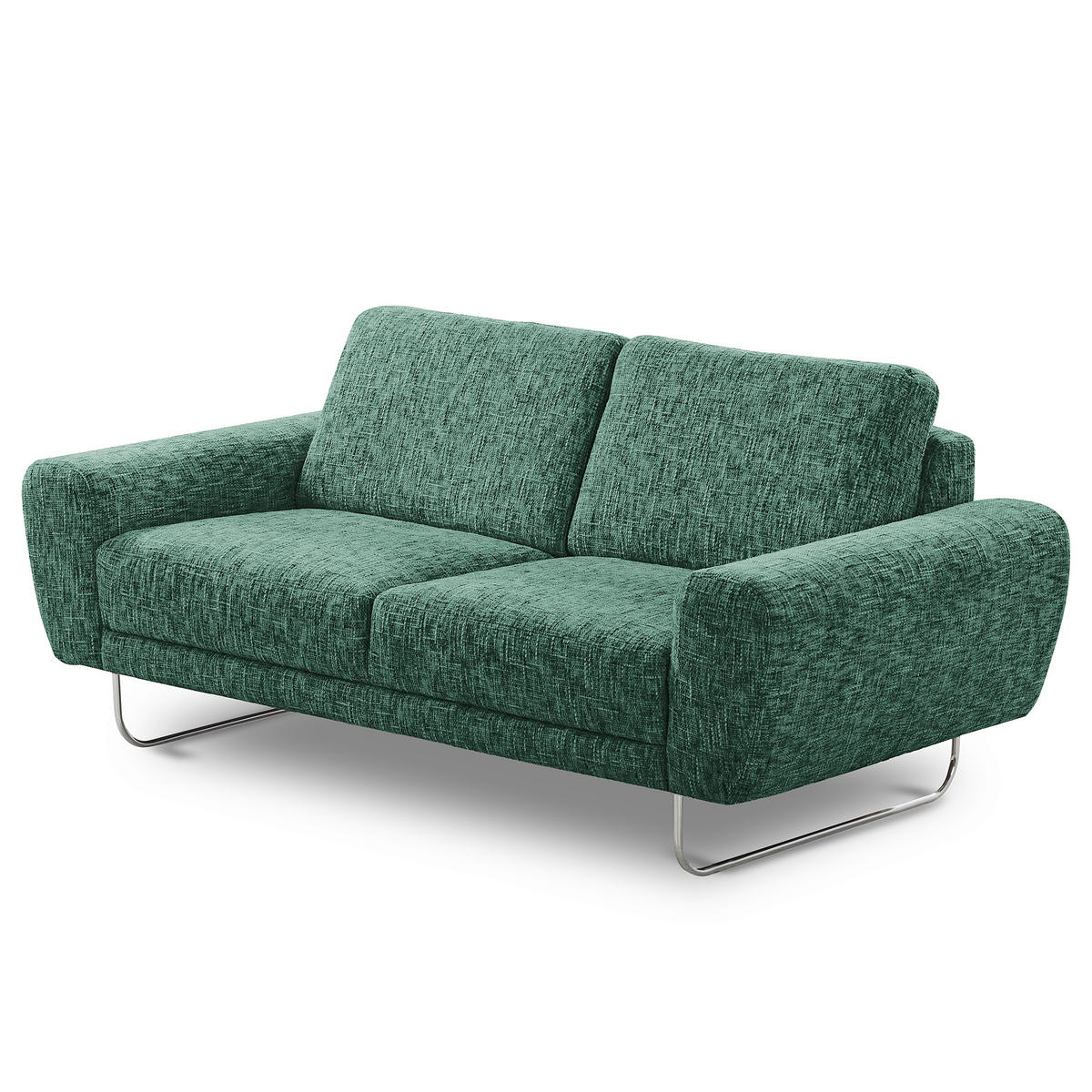 2-SITZER-SOFA SPRING in Webstoff Grün Modern  - Chromfarben/Grün, Design, Textil/Metall (157/85/92cm) - Livetastic