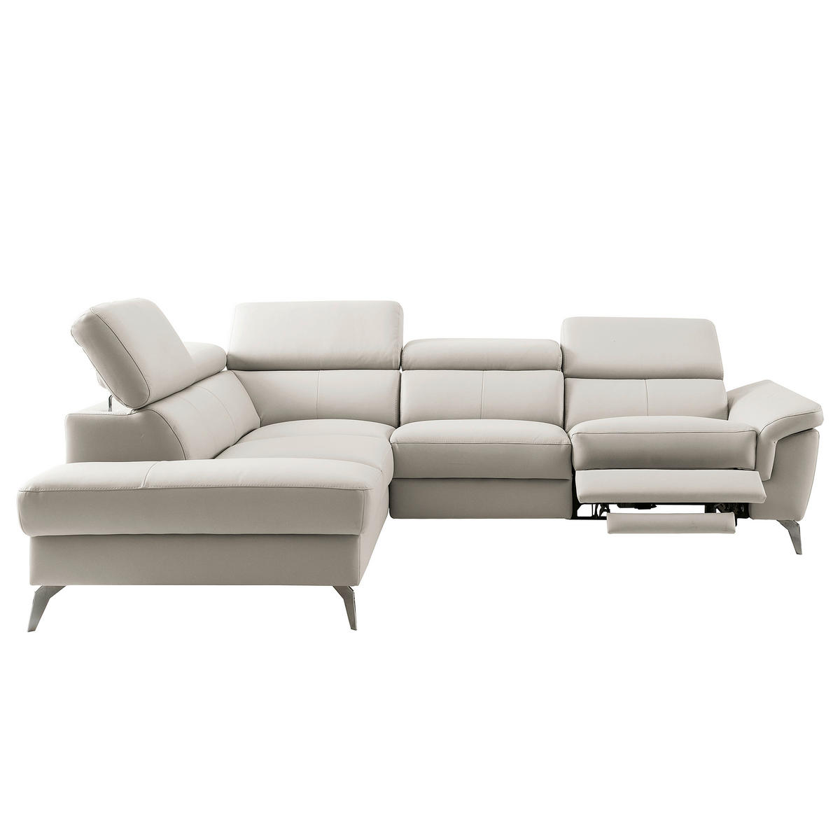 ECKSOFA  in Lederlook Echtleder Platinfarben  210/265 cm  - Platinfarben/Chromfarben, Design, Leder/Textil (210/265cm) - Livetastic