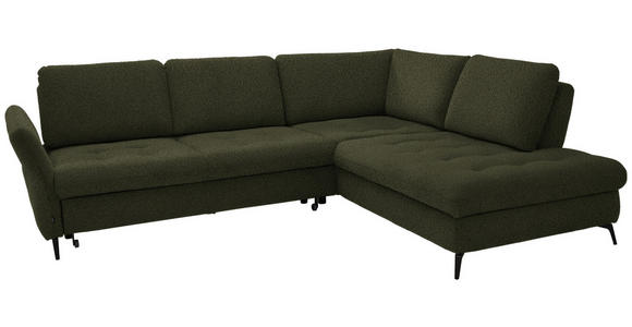 ECKSOFA in Struktur Olivgrün  - Schwarz/Olivgrün, Natur, Textil/Metall (288/233cm) - Valnatura