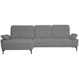 ECKSOFA in Chenille, Flachgewebe Grau  165/318 cm  - Schwarz/Grau, Design, Textil/Metall (165/318cm) - Xora