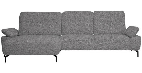 ECKSOFA in Chenille, Flachgewebe Grau  165/318 cm  - Schwarz/Grau, Design, Textil/Metall (165/318cm) - Xora