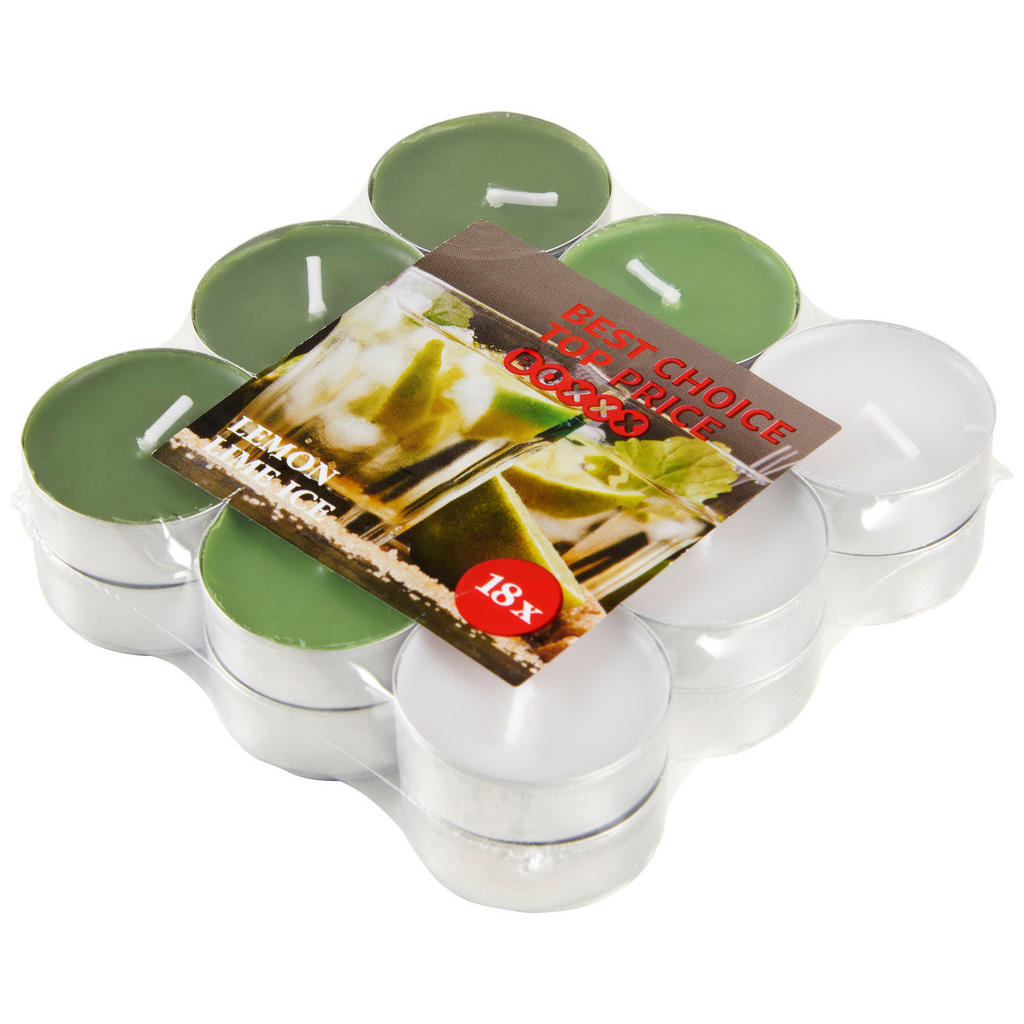 Boxxx SADA ČAJOVÝCH SVIEČOK zelený čaj 18 kus - zelená, biela, tmavozelená