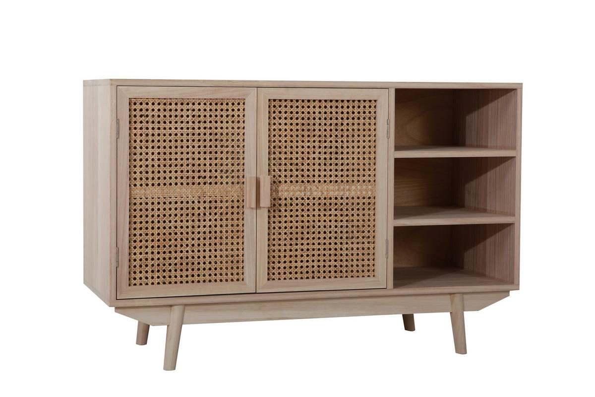 ŠIROKÁ KOMODA, paulovnie, ratan, přírodní barvy, 100/65/36 cm - přírodní barvy, Design, dřevo/kompozitní dřevo (100/65/36cm) - Livetastic