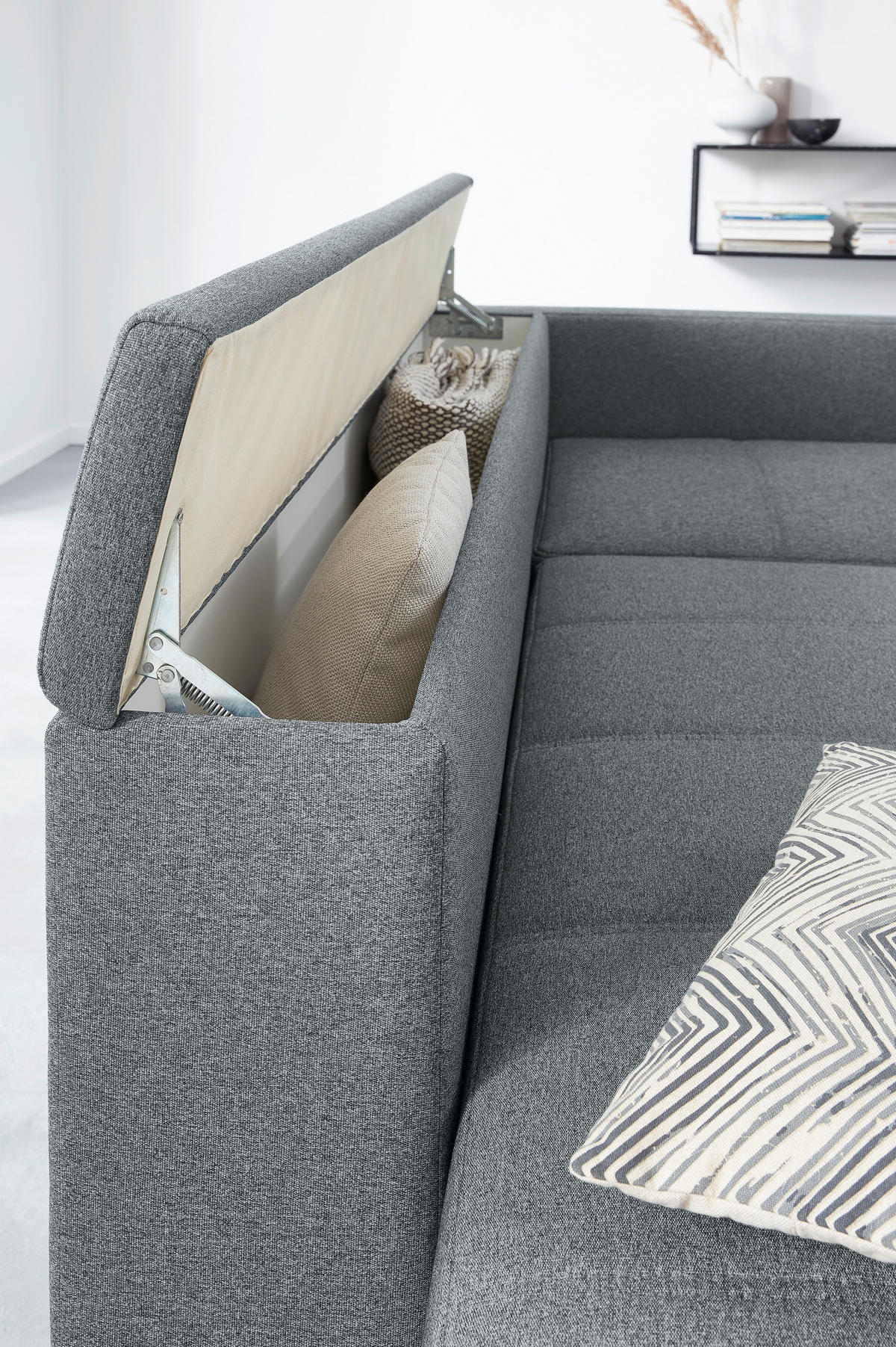 ECKSOFA LOOKS III Dunkelgrau Webstoff  - Dunkelgrau/Schwarz, Design, Kunststoff/Textil (229/287cm) - LOOKS by W.Joop