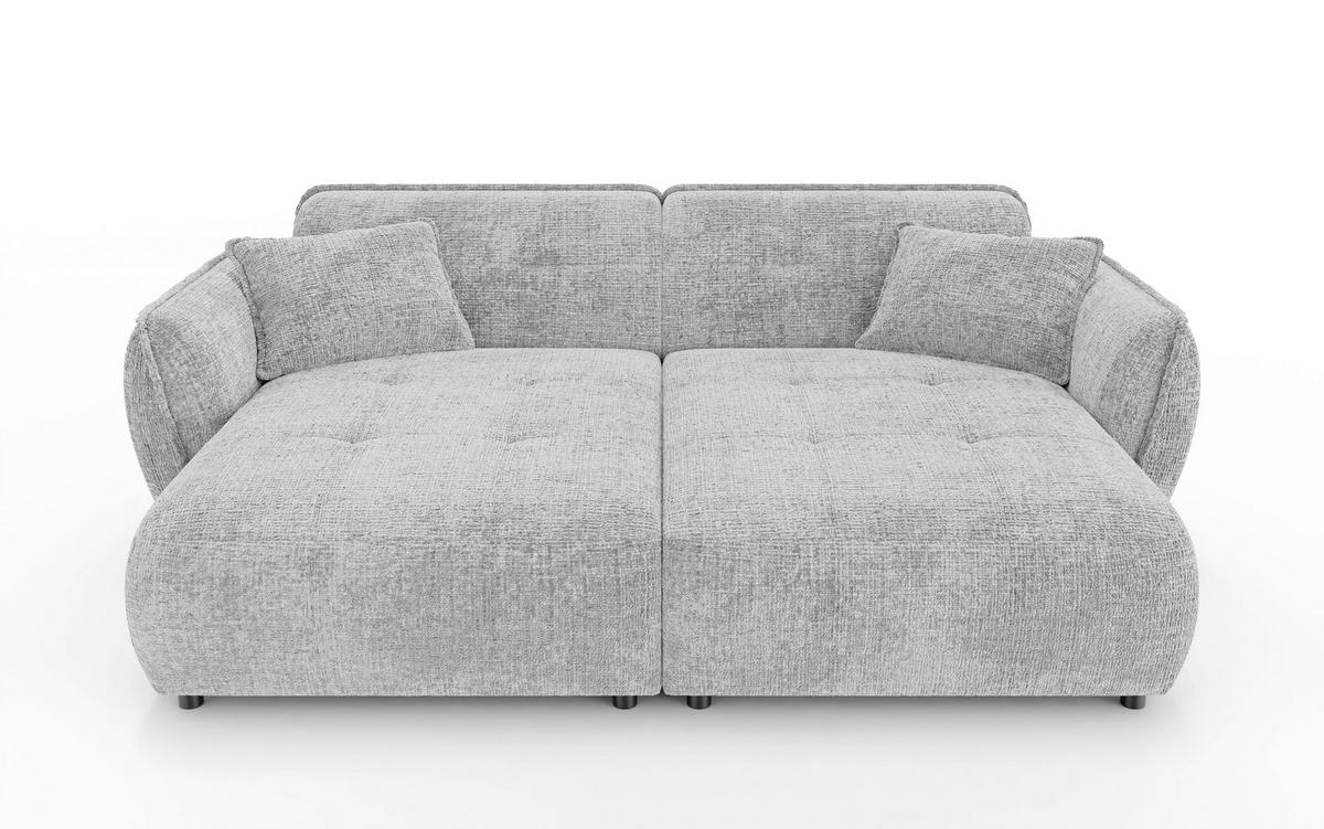 BIGSOFA NELIA Chenille Hellgrau  - Hellgrau/Schwarz, Design, Kunststoff/Textil (252/81/155cm) - P & B