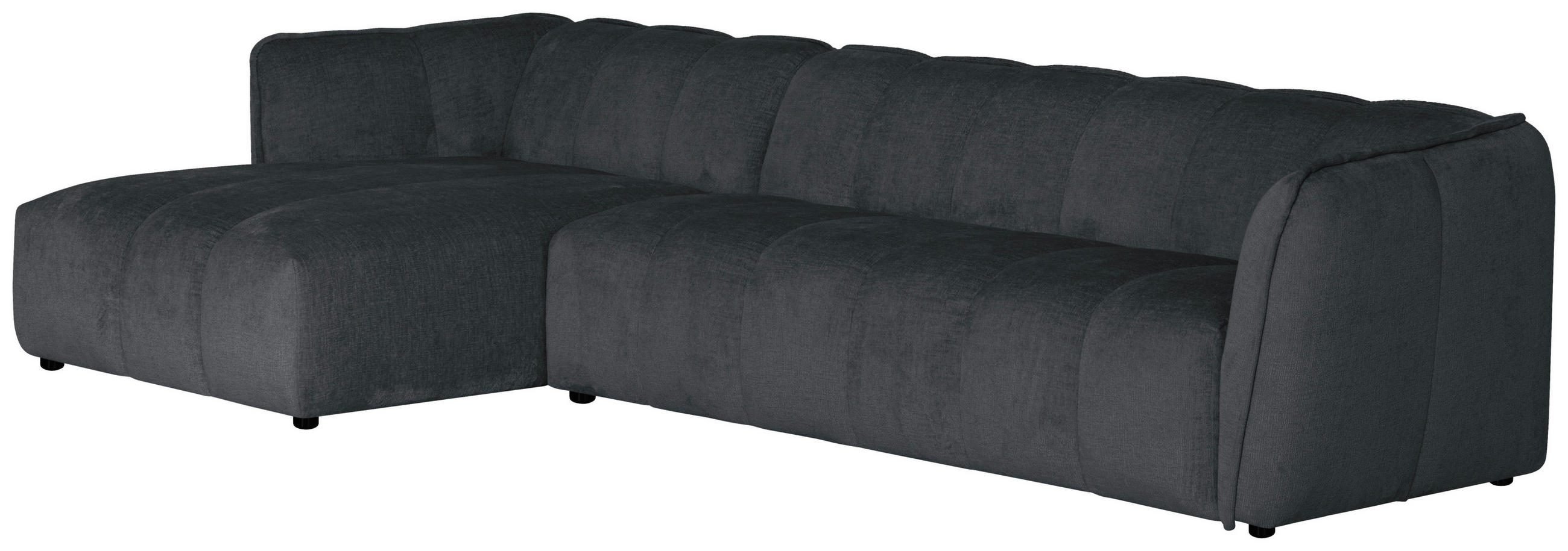ECKSOFA  LIVOLI Grau Chenille  - Schwarz/Grau, Design, Textil (160/306cm) - MID.YOU