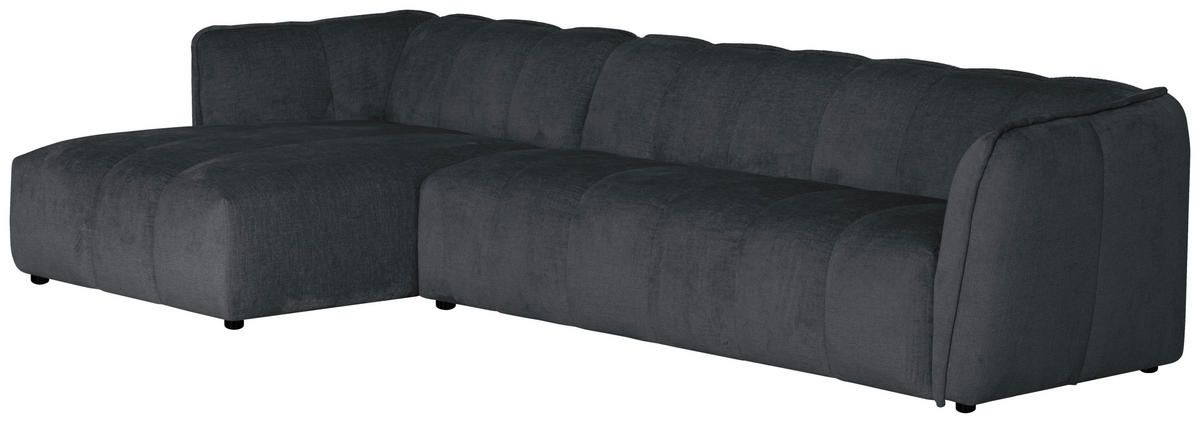 ECKSOFA LIVOLI in Chenille Grau  160/306 cm  - Schwarz/Grau, Design, Textil (160/306cm) - MID.YOU