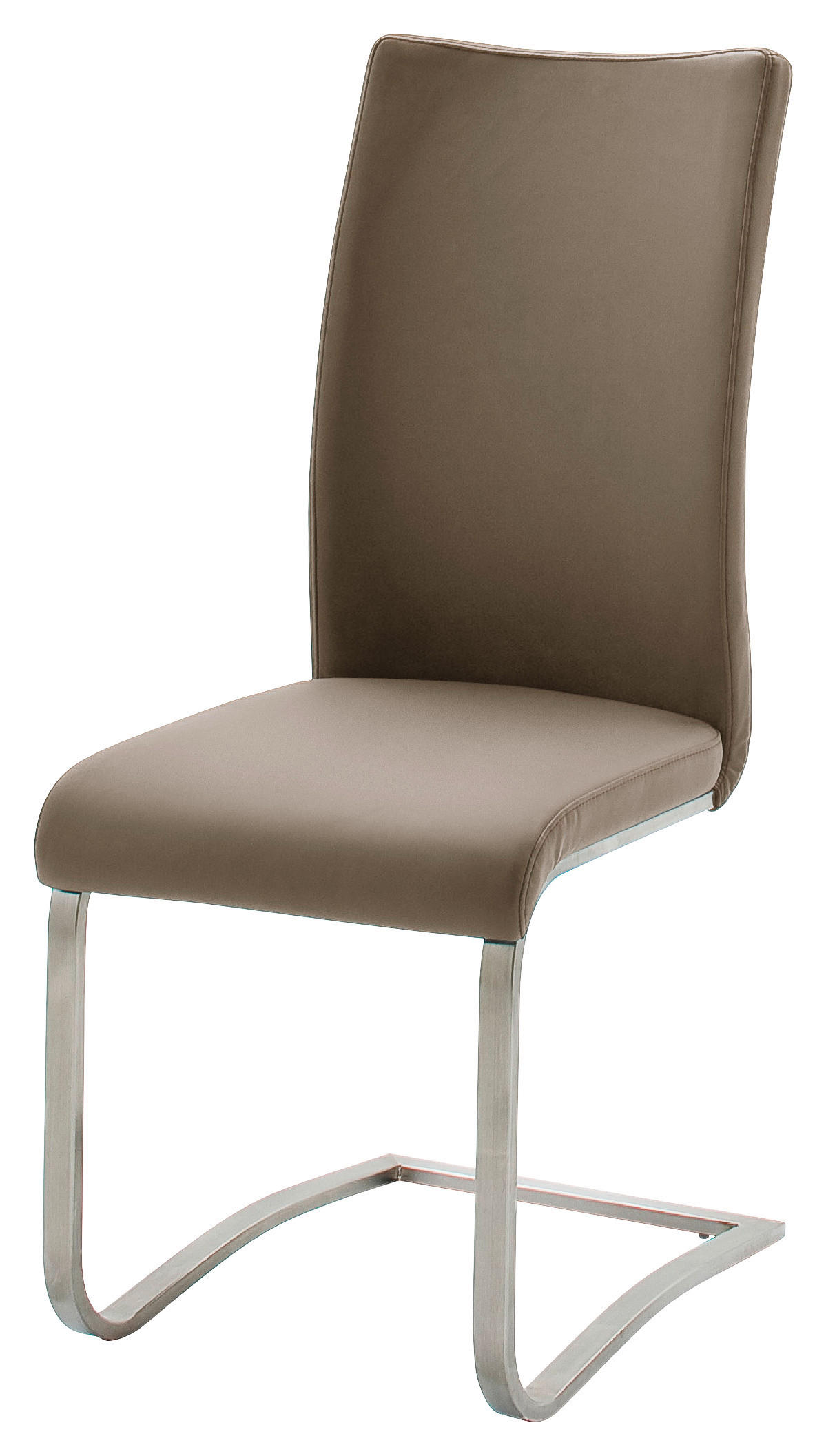 SCHWINGSTUHL  in Lederlook  - Edelstahlfarben/Cappuccino, Design, Textil/Metall (43/103/52cm) - Livetastic