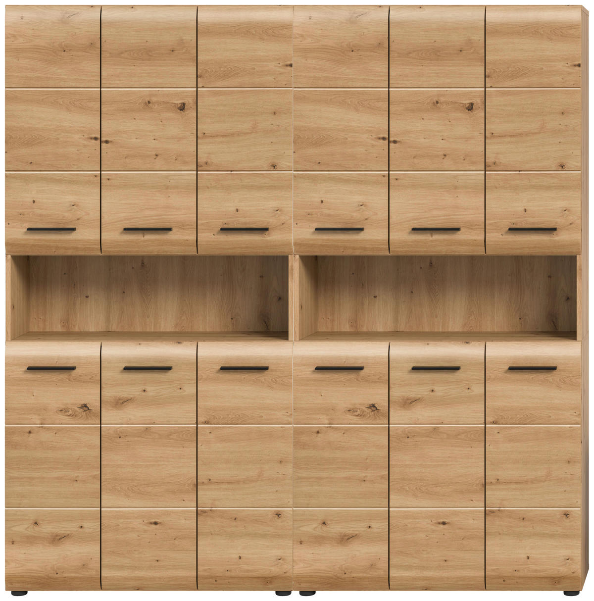 HOCHSCHRANK  - Schwarz/Eiche Artisan, Basics, Holzwerkstoff/Kunststoff (180cm) - MID.YOU