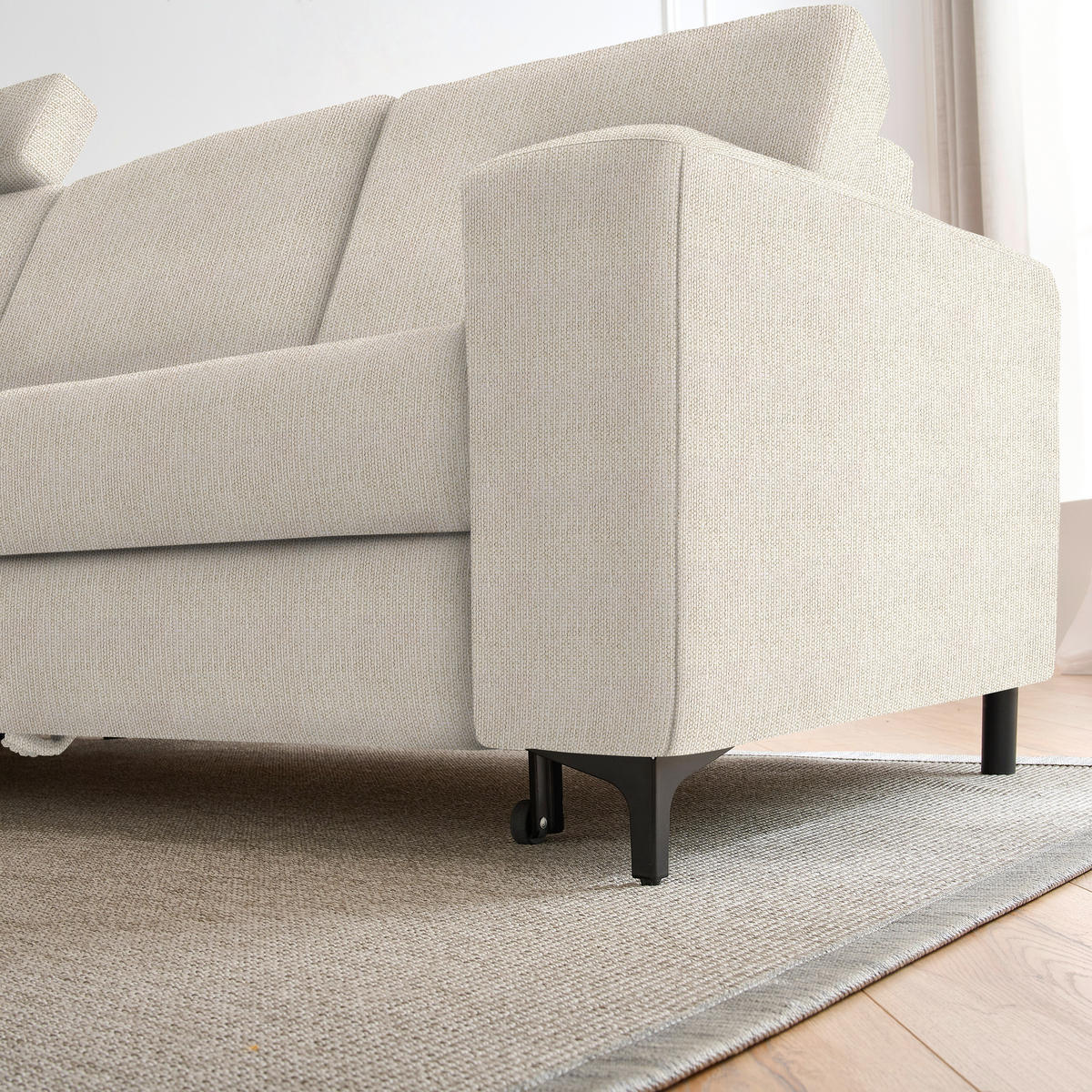 ECKSOFA in Webstoff Beige  - Beige/Schwarz, Konventionell, Textil/Metall (167/247cm) - Stylife