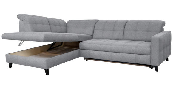ECKSOFA in Webstoff Grau 216/297 cm - Schwarz/Grau, Design, Holz/Textil (216/297cm) - Xora