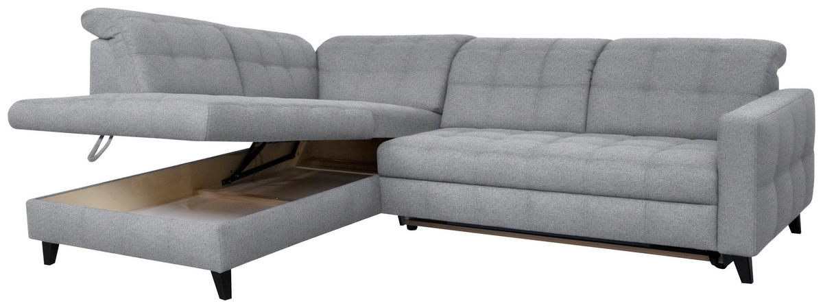 ECKSOFA in Webstoff Grau  - Schwarz/Grau, Design, Holz/Textil (216/297cm) - Xora