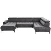 WOHNLANDSCHAFT Graphitfarben Velours  - Schwarz/Graphitfarben, Design, Textil/Metall (172/340/191cm) - Stylife