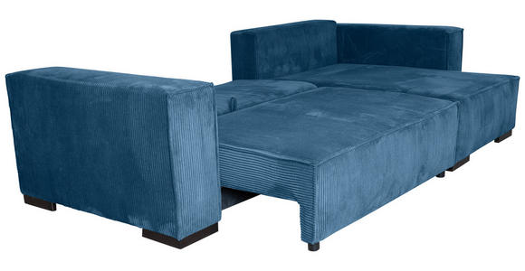 ECKSOFA Blau Cord - Blau/Braun, KONVENTIONELL, Holz/Textil (230/190cm) - Carryhome