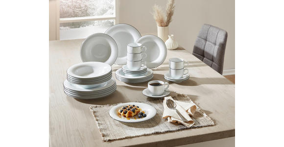 KAFFEESERVICE Schwarz, Weiß 18-teilig Tavola Linea - Schwarz/Weiß, Basics, Keramik - Novel