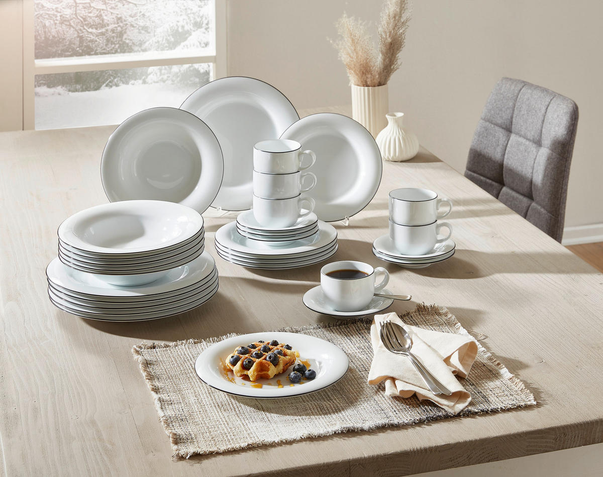 KÁVÉSKÉSZLET 18 részes  - fekete/fehér, Basics, kerámia - Novel