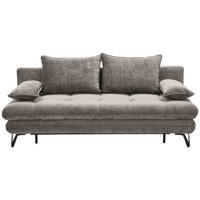 SCHLAFSOFA Italia in Samt Grau  - Schwarz/Grau, Design, Textil/Metall (205/79-96/85cm) - Novel