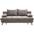 SCHLAFSOFA Italia Samt Grau  inkl. Rückenkissen, Armlehnenkissen, Schlaffunktion, Rücken echt  - Schwarz/Grau, Design, Textil/Metall (205/79-96/85cm) - Novel