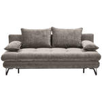 SCHLAFSOFA Italia Samt Grau  inkl. Rückenkissen, Armlehnenkissen, Schlaffunktion, Rücken echt  - Schwarz/Grau, Design, Textil/Metall (205/79-96/85cm) - Novel