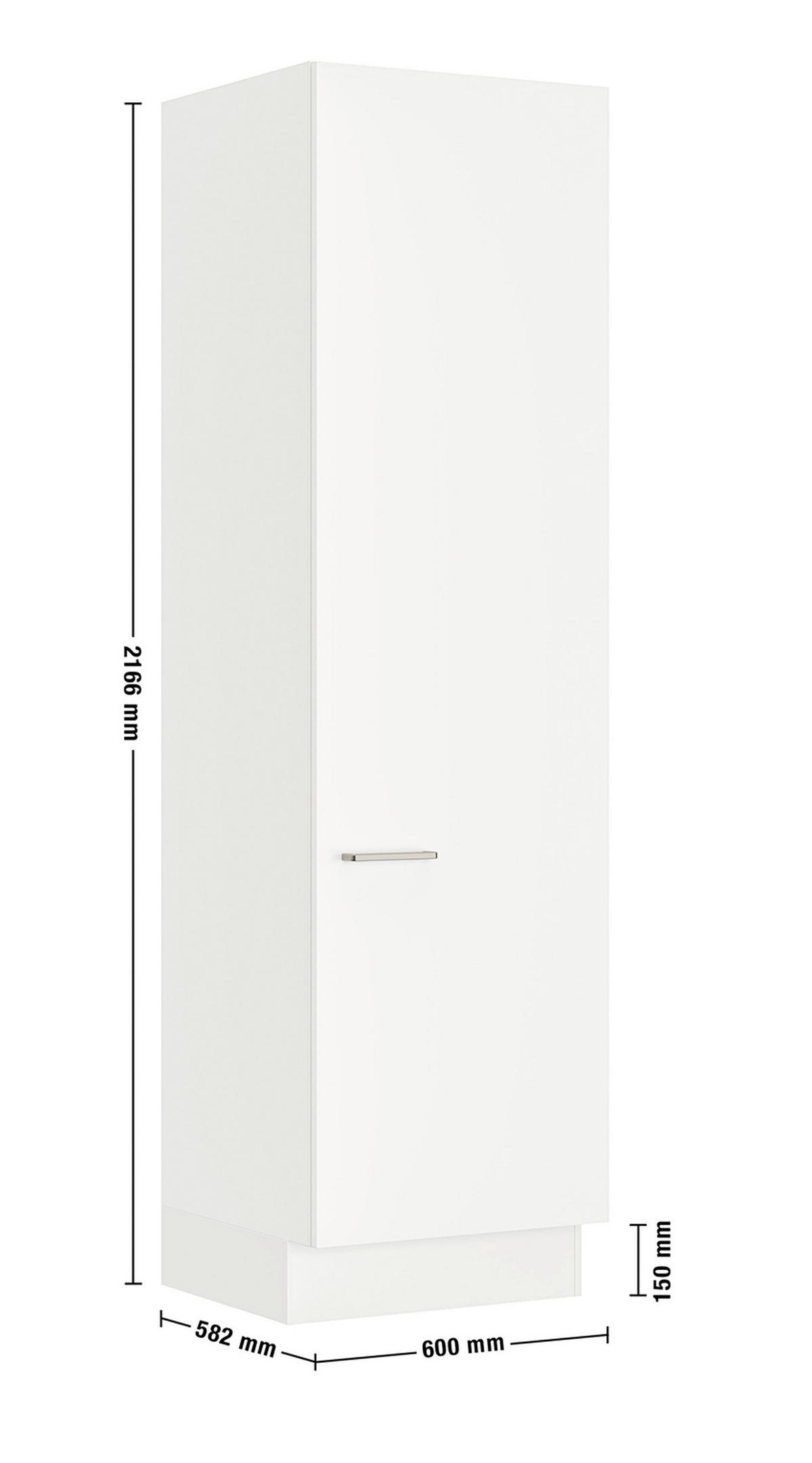 MEHRZWECKSCHRANK 60/216,6/58,2 cm  in Weiß  - Edelstahlfarben/Weiß, MODERN, Holzwerkstoff/Metall (60/216,6/58,2cm) - Nobilia