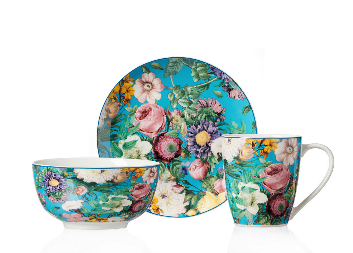 SERVICIU PENTRU MICUL DEJUN  - turcoaz/multicolor, Trend, ceramică - Landscape