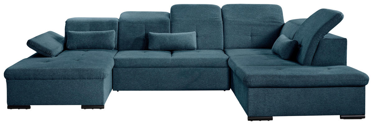 WOHNLANDSCHAFT  in Chenille Dunkelblau  - Dunkelblau/Grau, KONVENTIONELL, Kunststoff/Textil (240/340/188cm) - Carryhome