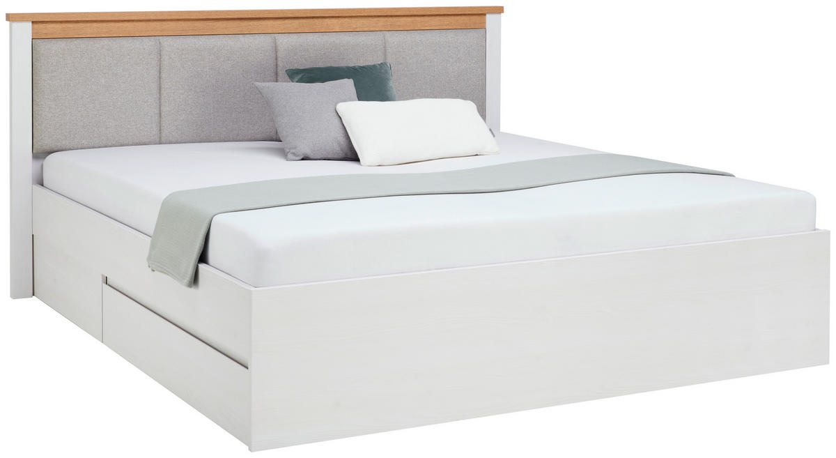 PAT 160x200 cm, 160/200 cm,  - alb/culoare lemn stejar, Basics, plastic/material pe bază de lemn (160/200cm) - Landscape