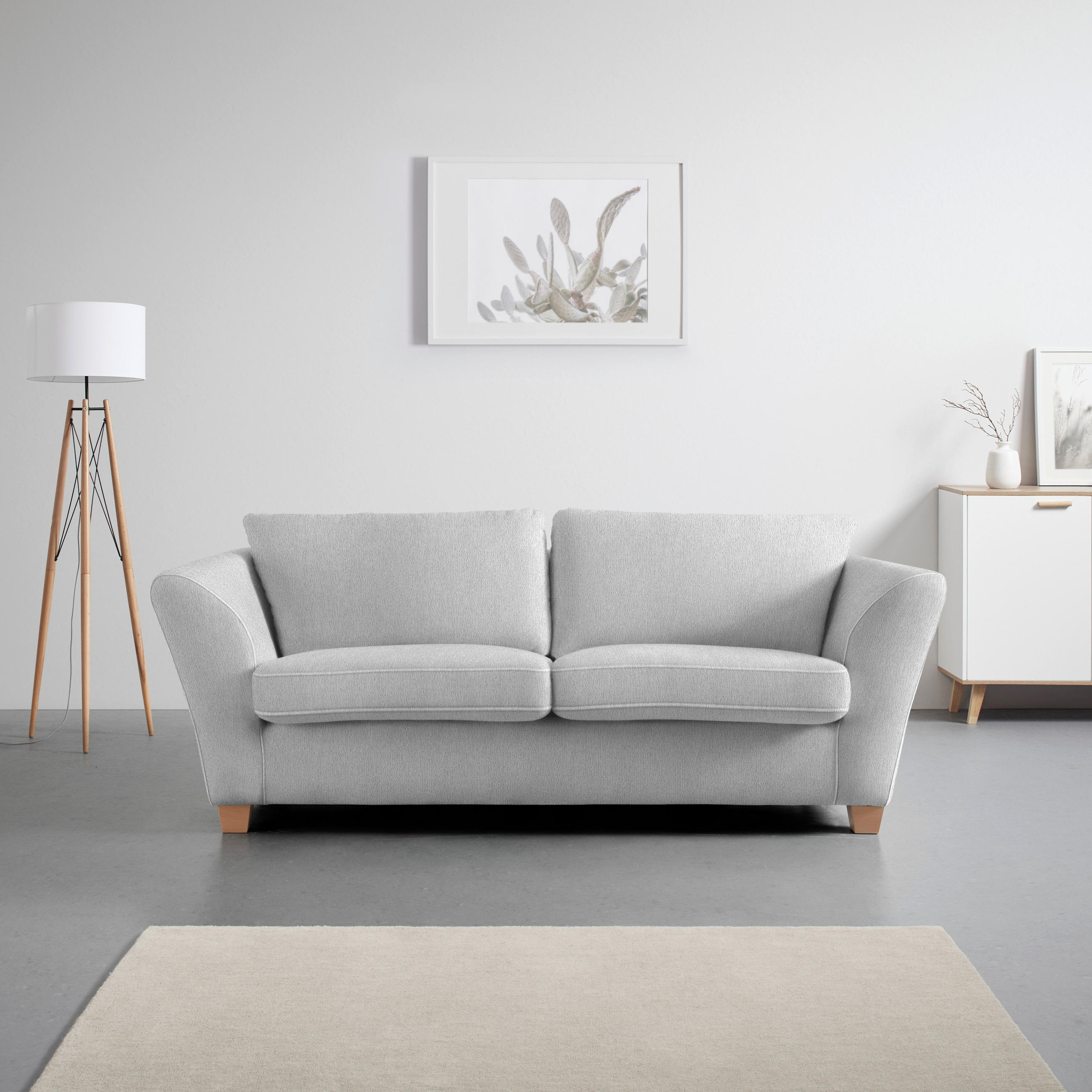 3-SITS SOFFA i chenille silver  - silver/naturfärgad, trä/textil (216/70-85/95cm) - MID.YOU