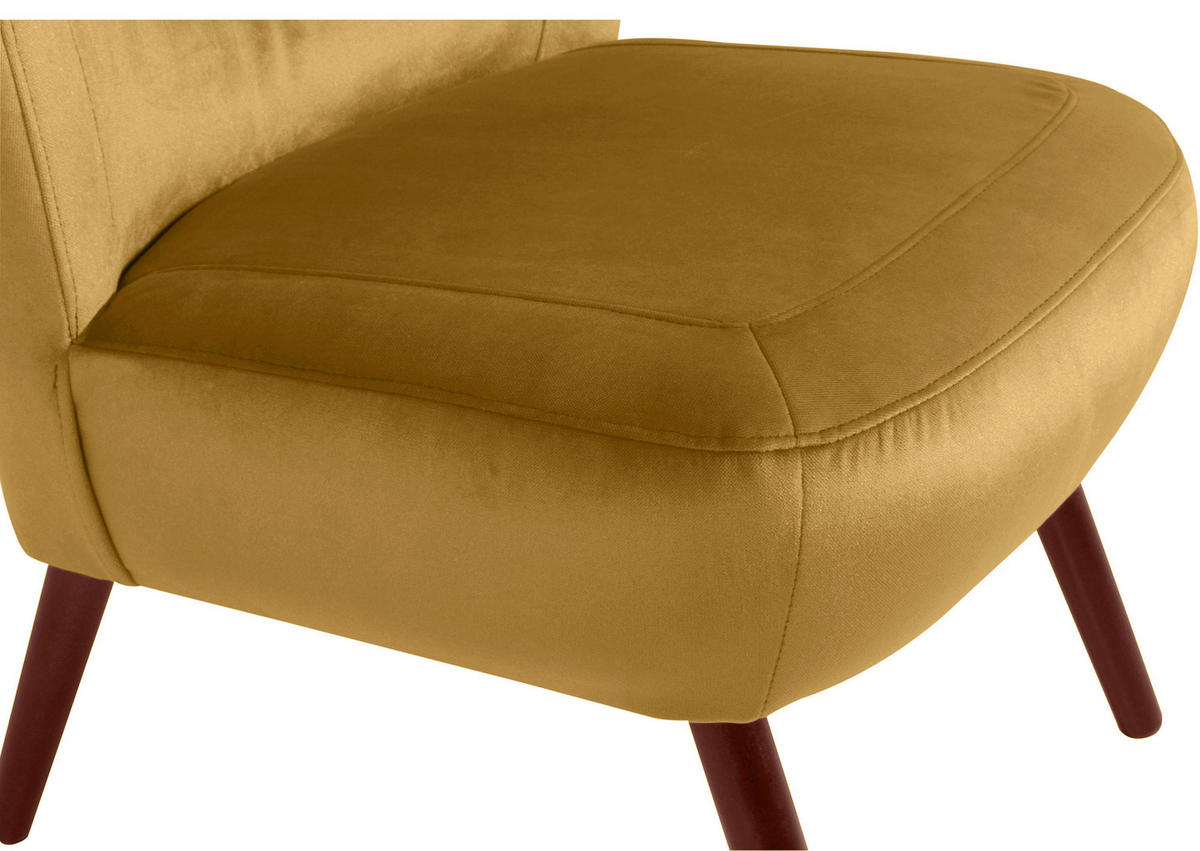 SESSEL in Samt, Velours Gelb  - Gelb/Nussbaumfarben, Design, Holz/Holzwerkstoff (70/86/69cm) - Max Winzer