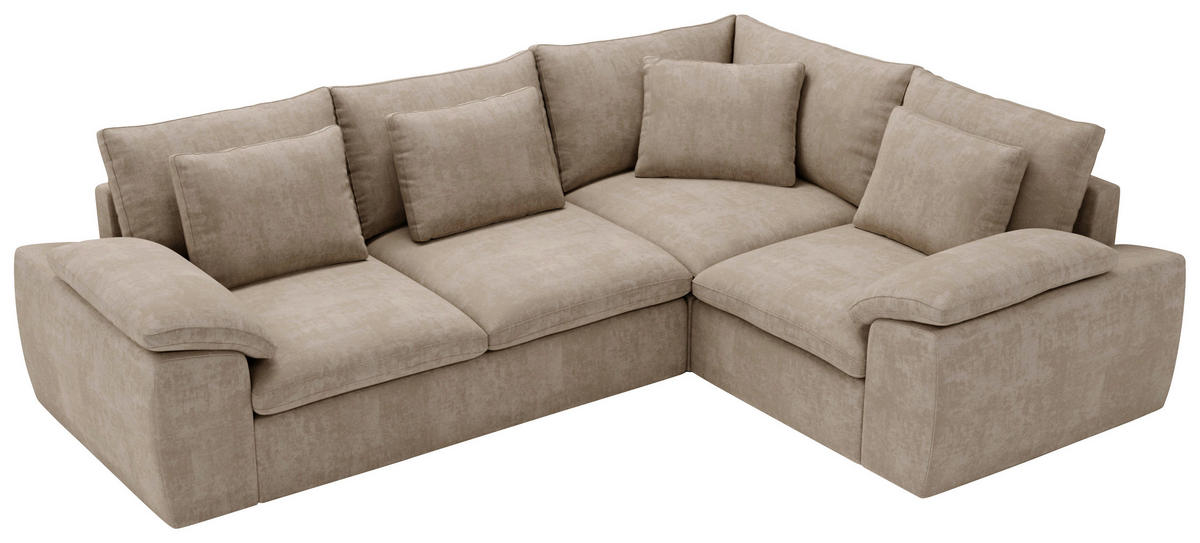 ECKSOFA Chenille Beige  - Beige/Schwarz, Design, Kunststoff/Textil (289/216cm) - Livetastic