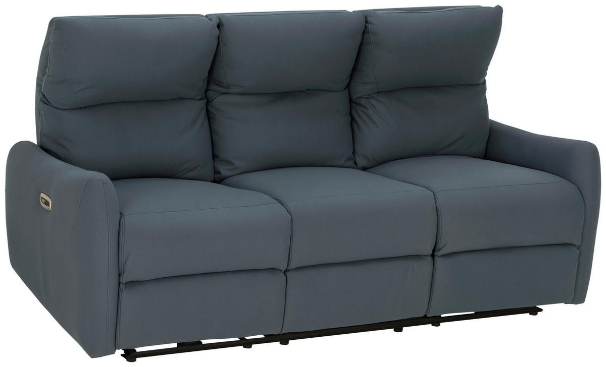 SITZGARNITUR Mikrofaser Dunkelblau  - Schwarz/Dunkelblau, KONVENTIONELL, Textil/Metall - Livetastic