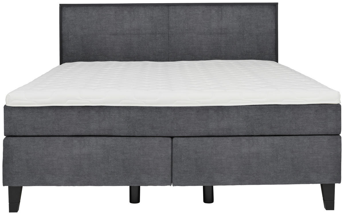 BOXSPRINGBETT 200/200 cm  in Anthrazit  - Anthrazit/Schwarz, Design, Holz/Textil (200/200cm) - Hom`in
