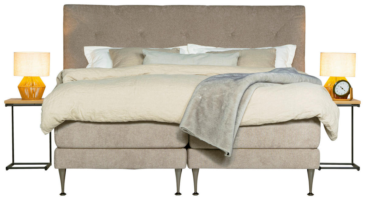 STÄLLBAR SÄNG  i greige   - greige/svart, Klassisk, metall/trä (180/200cm) - Niels Andersson