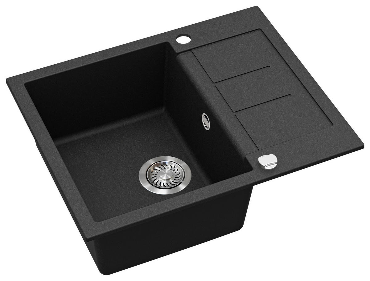 SPÜLE MILA102BL  - Schwarz, Basics, Stein (62/20/50cm) - Visiona