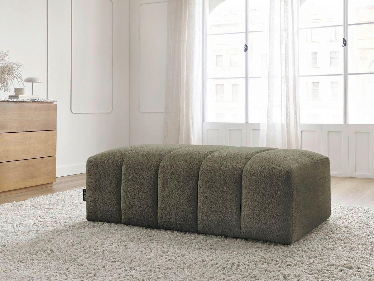 HOCKER ANNECY Bouclé Grün  - Schwarz/Grün, MODERN, Kunststoff/Textil (146/45/68cm)