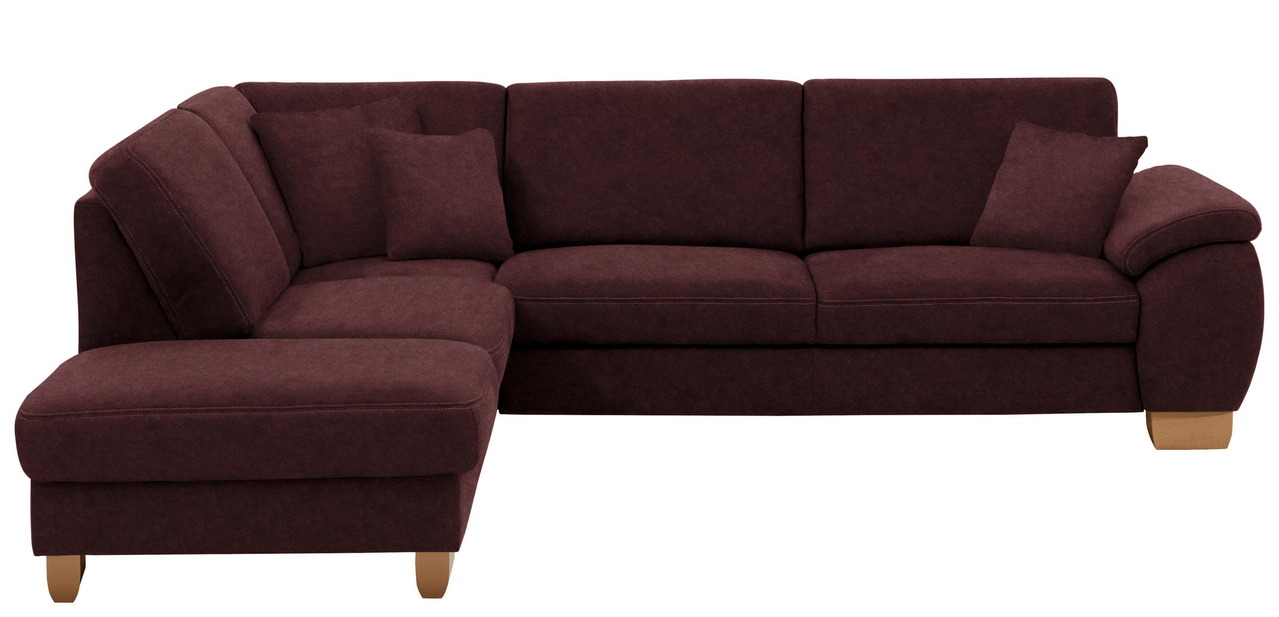 ECKSOFA in Mikrofaser Weinrot  - Wildeiche/Beige, Konventionell, Holz/Textil (236/286cm) - Voleo