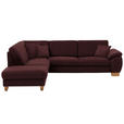 ECKSOFA in Mikrofaser Weinrot  - Wildeiche/Beige, KONVENTIONELL, Holz/Textil (236/286cm) - Voleo