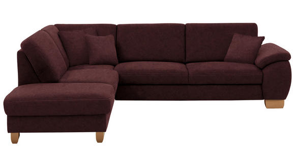 ECKSOFA in Mikrofaser Weinrot  - Wildeiche/Beige, KONVENTIONELL, Holz/Textil (236/286cm) - Voleo