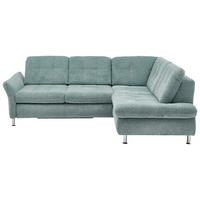 ECKSOFA Blau Webstoff  - Chromfarben/Blau, Design, Textil/Metall (242/210cm) - Beldomo Style