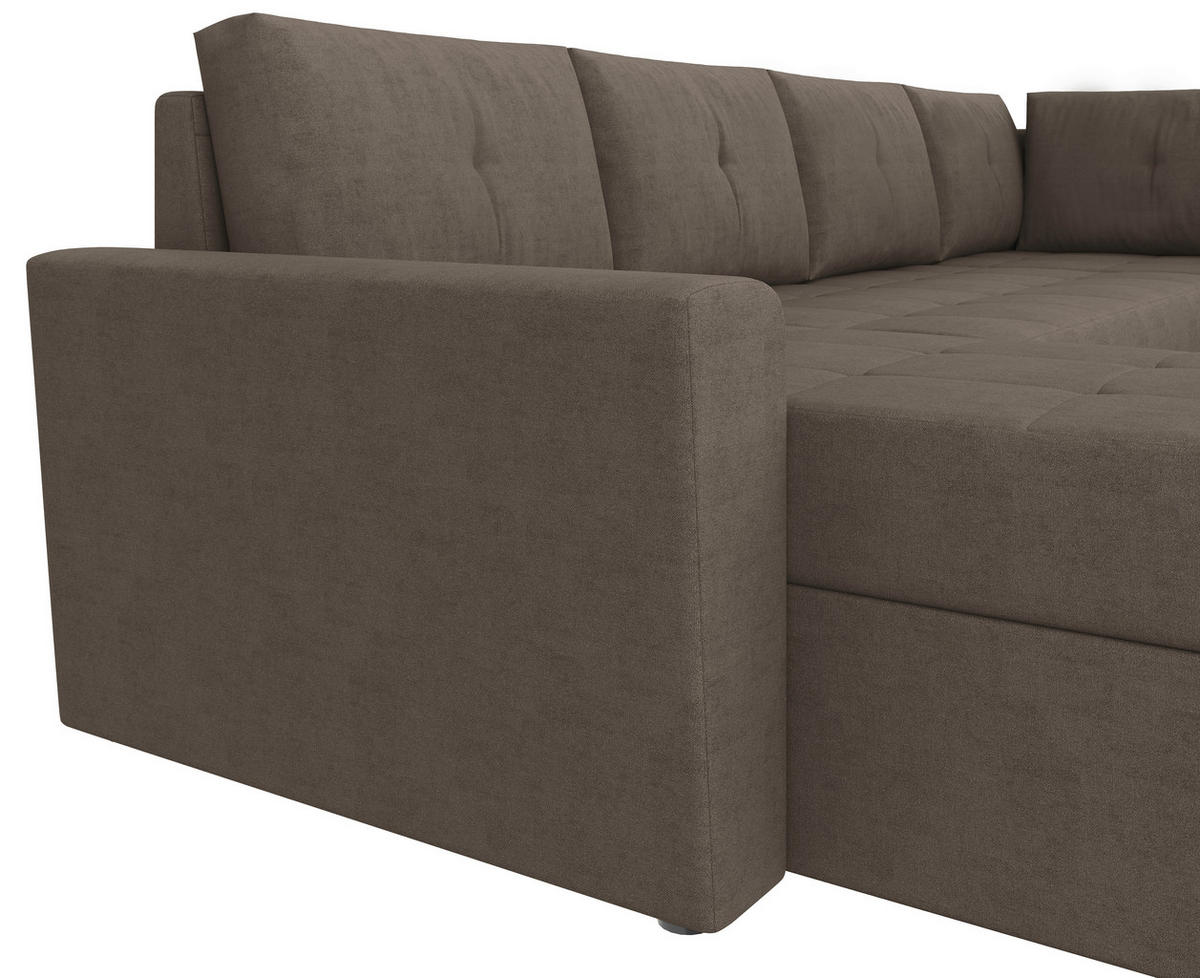 WOHNLANDSCHAFT TERMOLI Taupe Jacquard  - Taupe/Schwarz, Design, Kunststoff/Textil (155/297/212cm) - MID.YOU