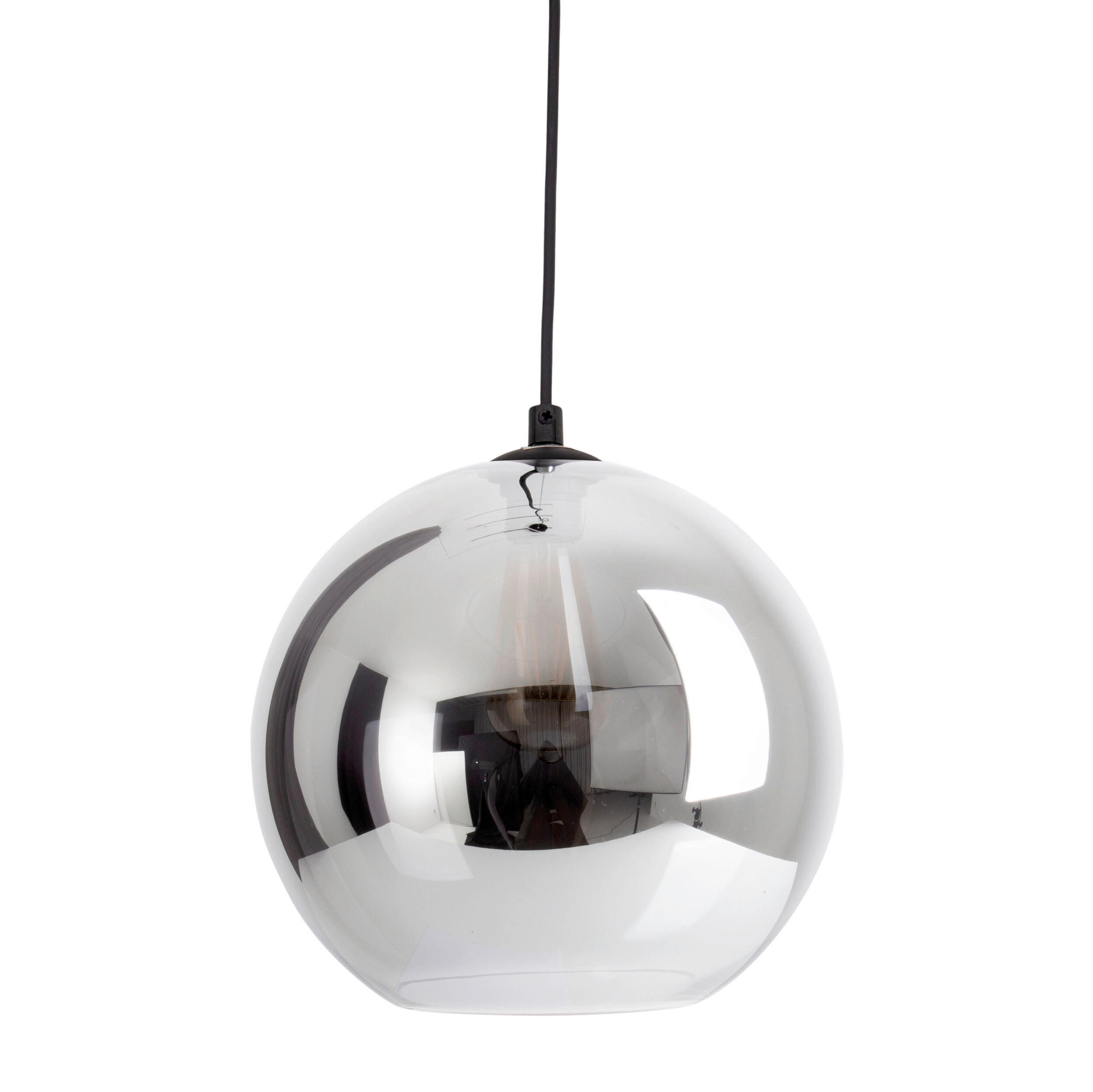 HÄNGELEUCHTE 25/125 cm   - Silberfarben/Schwarz, Design, Glas/Kunststoff (25/125cm) - Näve